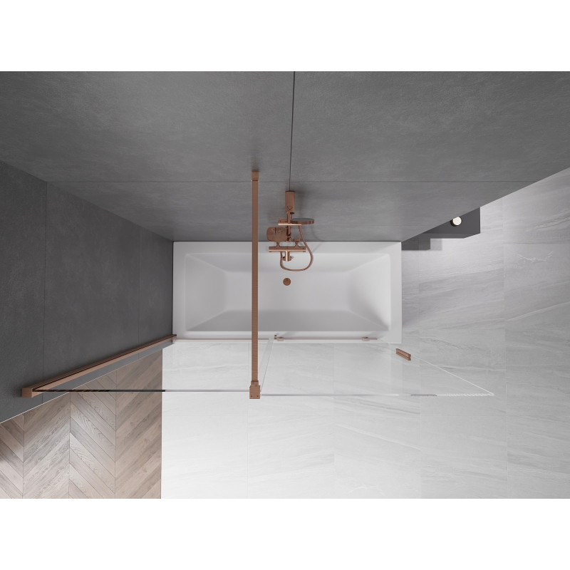 Mexen Velar 2-wing sliding bathtub screen 160 x 150 cm, transparent, brushed copper - 896-160-000-01-65
