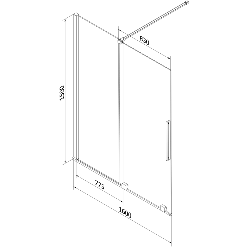Mexen Velar 2-panel sliding bath screen 160 x 150 cm, transparent, brushed copper - 896-160-000-01-65