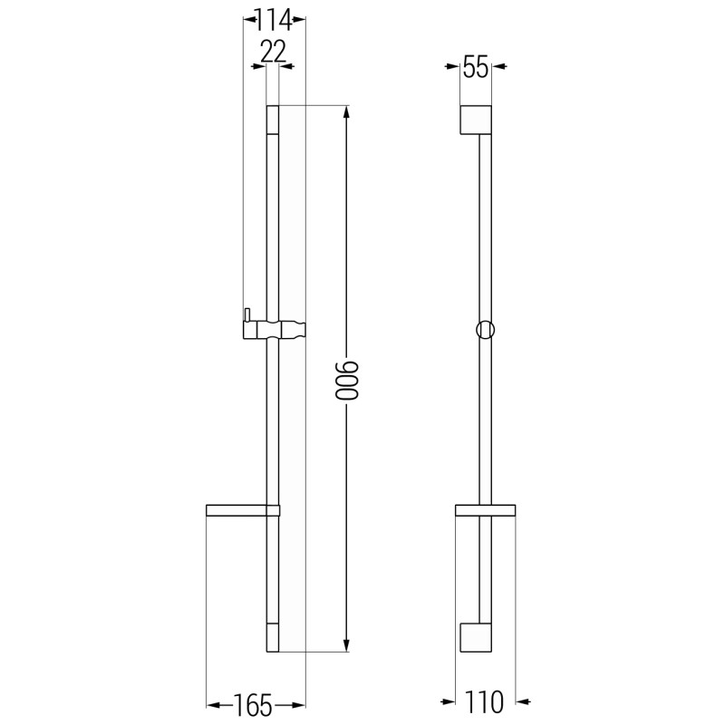 Mexen DS 90 cm shower rail with soap dish, chrome - 79383-00