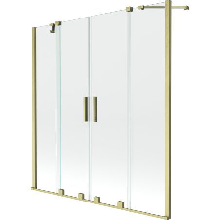 Mexen Velar Duo Bathtub Screen, 2-Panel Sliding 140 x 150 cm, Transparent, Brushed Gold - 896-140-000-02-55