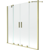 Mexen Velar Duo Bathtub Screen, 2-Panel Sliding 140 x 150 cm, Transparent, Brushed Gold - 896-140-000-02-55