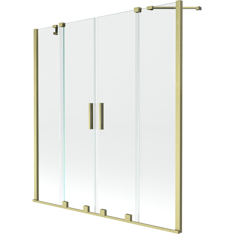 Mexen Velar Duo Bath Screen 2-Panel Sliding 160 x 150 cm, Transparent, Brushed Gold - 896-160-000-02-55