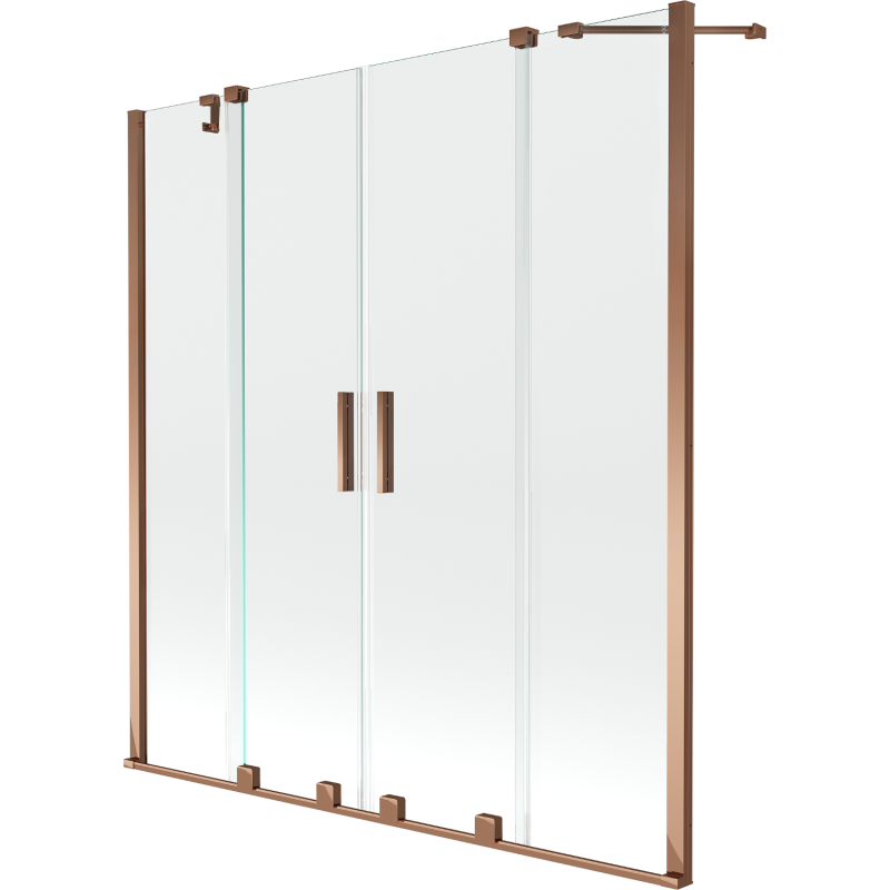 Mexen Velar Duo 2-wing bathtub screen Sliding 140 x 150 cm, transparent, Rose gold - 896-140-000-02-60