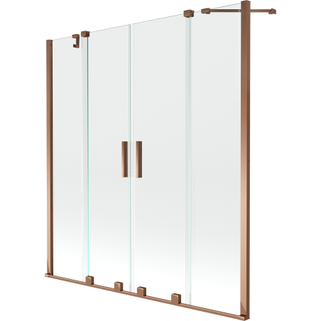 Mexen Velar Duo 2-wing bathtub screen Sliding 140 x 150 cm, transparent, Rose gold - 896-140-000-02-60