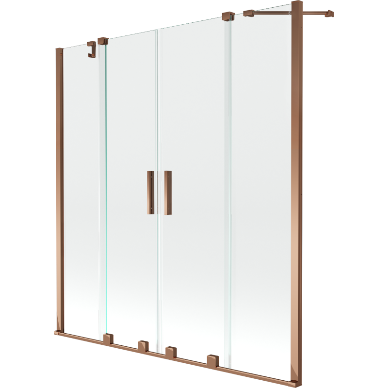 Mexen Velar Duo 2-wing bathtub screen Sliding 160 x 150 cm, transparent, Rose gold - 896-160-000-02-60