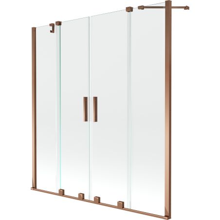 Mexen Velar Duo bath screen 2-wing sliding 160 x 150 cm, transparent, rose gold - 896-160-000-02-60