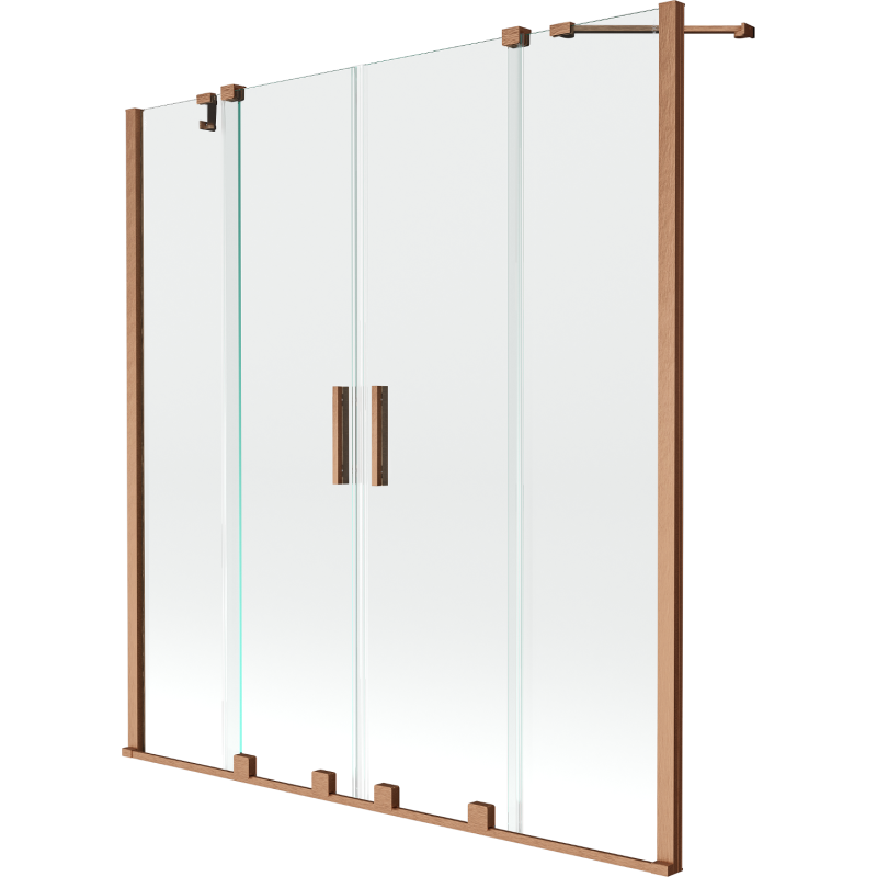 Mexen Velar Duo 2-wing bathtub screen Sliding 160 x 150 cm, transparent, brushed copper - 896-160-000-02-65