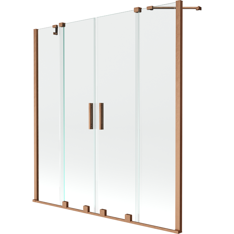 Mexen Velar Duo 2-wing sliding bath screen 160 x 150 cm, transparent, brushed copper - 896-160-000-02-65