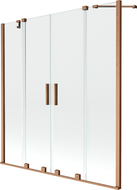 Mexen Velar Duo Bathtub Screen 2-Panel Sliding 160 x 150 cm, Transparent, Brushed Copper - 896-160-000-02-65