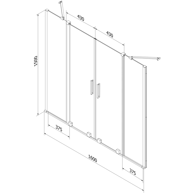 Mexen Velar Duo 2-wing sliding bath screen 160 x 150 cm, transparent, brushed copper - 896-160-000-02-65