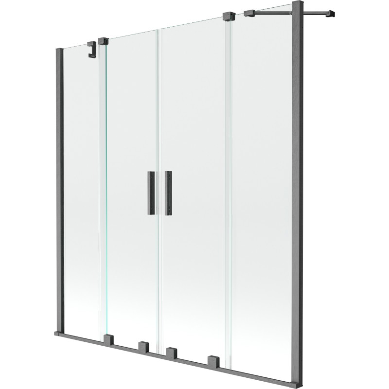 Mexen Velar Duo bathtub screen 2-panel sliding 140 x 150 cm, transparent, gun gray brushed - 896-140-000-02-66