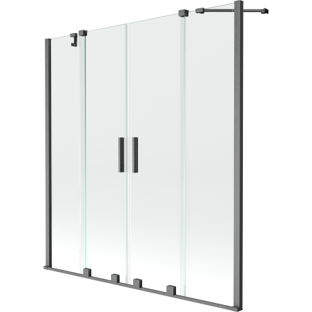 Mexen Velar Duo bathtub screen 2-panel sliding 140 x 150 cm, transparent, gun gray brushed - 896-140-000-02-66