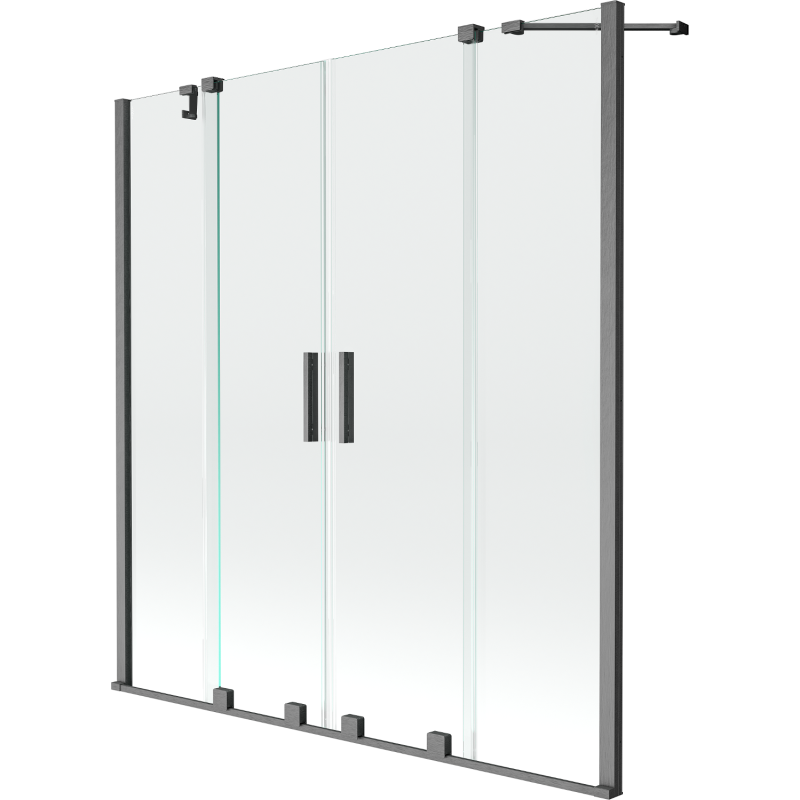 Mexen Velar Duo 2-panel Sliding Bath Screen 160 x 150 cm, Transparent, Brushed Gun Gray - 896-160-000-02-66
