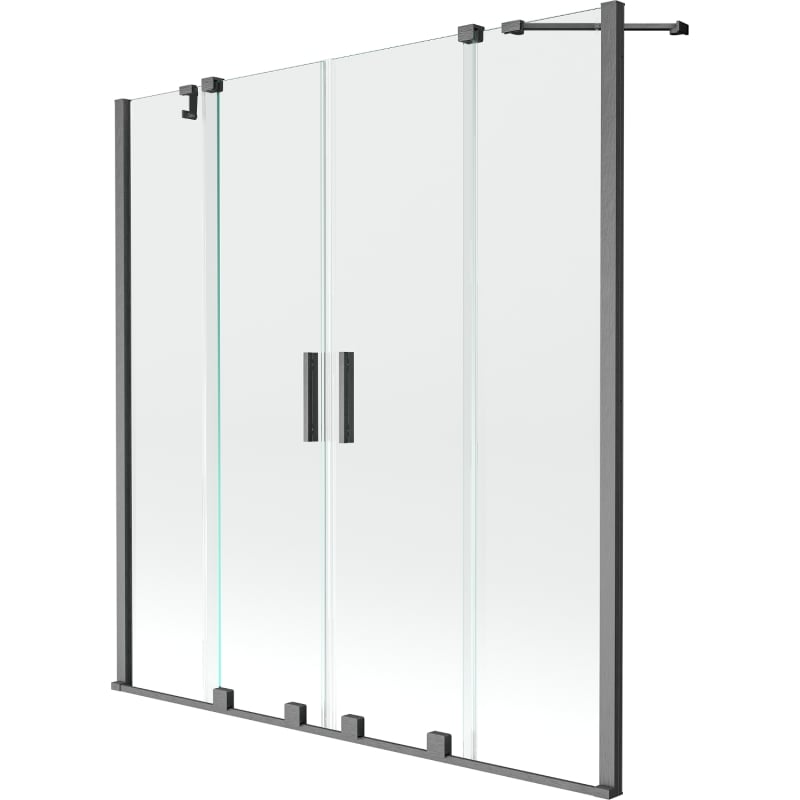 Mexen Velar Duo Bathtub Screen 2-Panel Sliding 160 x 150 cm, Transparent, Gun Gray Brushed - 896-160-000-02-66