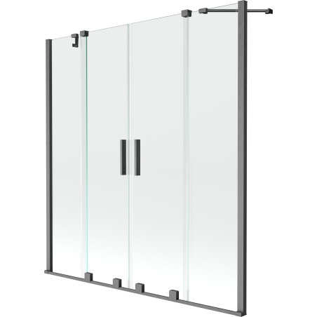 Mexen Velar Duo 2-panel Sliding Bath Screen 160 x 150 cm, Transparent, Brushed Gun Gray - 896-160-000-02-66