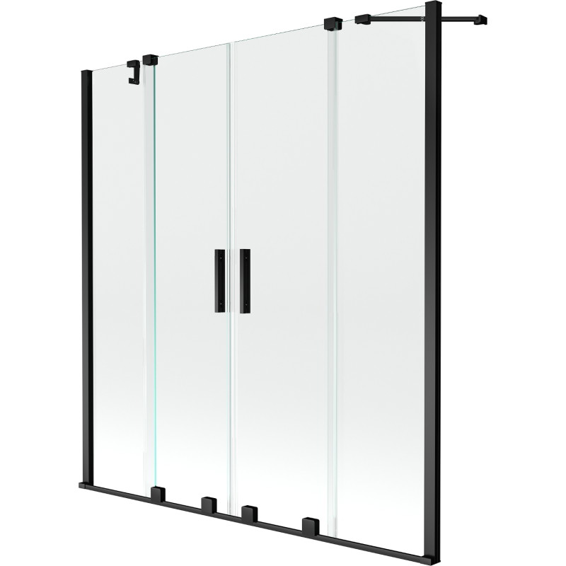 Mexen Velar Duo Bathtub Screen 2-Panel Sliding 140 x 150 cm, Transparent, Black - 896-140-000-02-70