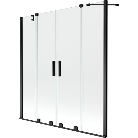 Mexen Velar Duo Bathtub Screen 2-Panel Sliding 140 x 150 cm, Transparent, Black - 896-140-000-02-70