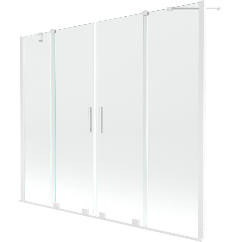 Mexen Velar Duo Bathtub Screen 2-Panel Sliding 180 x 150 cm, Transparent, White - 896-180-000-02-20