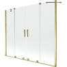 Mexen Velar Duo Folding Bathtub Screen 2-Panel Sliding 200 x 150 cm, Transparent, Gold - 896-200-000-02-50