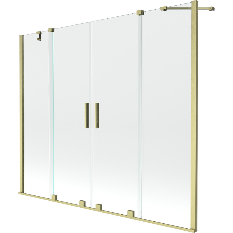 Mexen Velar Duo Bathtub Screen, 2-Panel Sliding, 170 x 150 cm, Transparent, Brushed Gold - 896-170-000-02-55