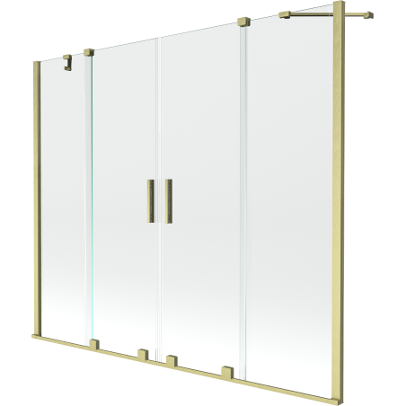 Mexen Velar Duo Bathtub Screen 2-Panel Sliding 200 x 150 cm, Transparent, Brushed Gold - 896-200-000-02-55