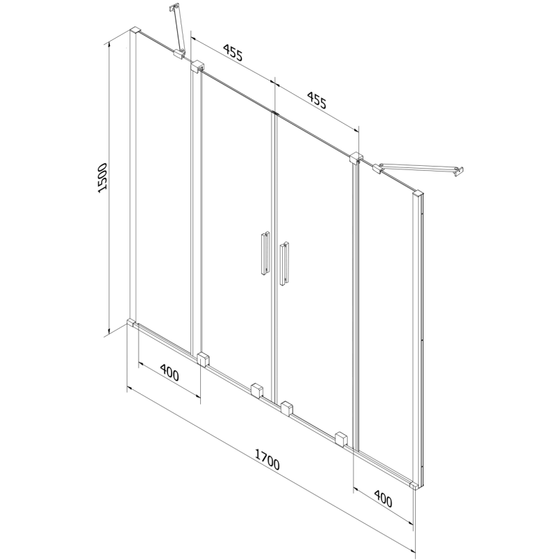 Mexen Velar Duo two-panel sliding bathtub screen 170 x 150 cm, transparent, rose gold - 896-170-000-02-60