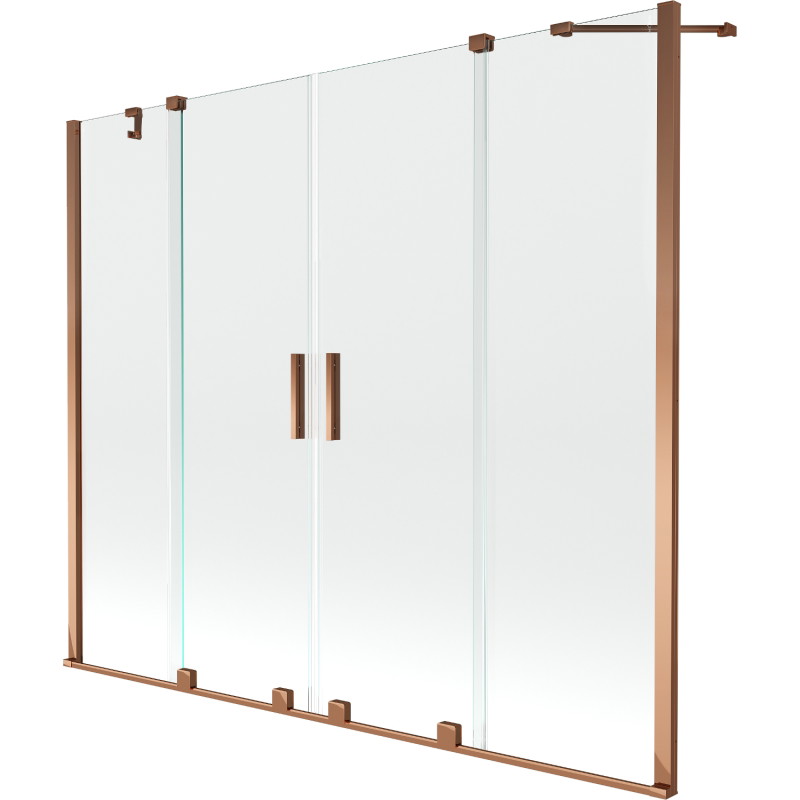 Mexen Velar Duo Bathtub Screen 2-Panel Sliding 200 x 150 cm, Transparent, Rose Gold - 896-200-000-02-60