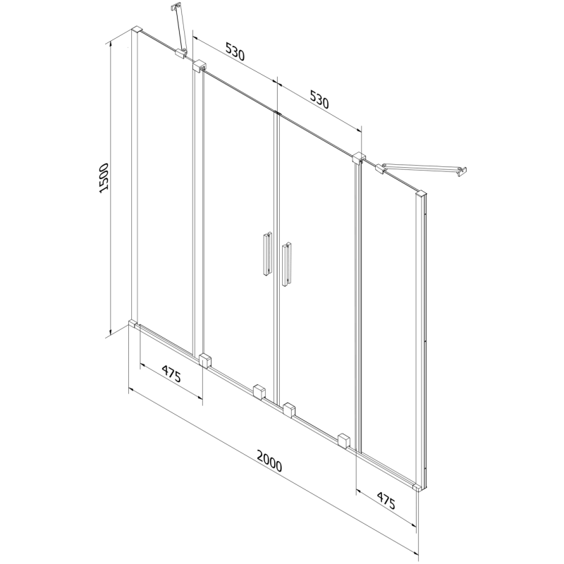 Mexen Velar Duo Two-Panel Sliding Bath Screen 200 x 150 cm, Transparent, Pink Gold - 896-200-000-02-60