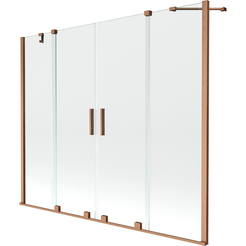 Mexen Velar Duo Bathtub Screen 2-Panel Sliding 180 x 150 cm, Transparent, Brushed Copper - 896-180-000-02-65