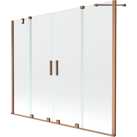 Mexen Velar Duo 2-Panel Sliding Bathtub Screen 180 x 150 cm, Transparent, Brushed Copper - 896-180-000-02-65