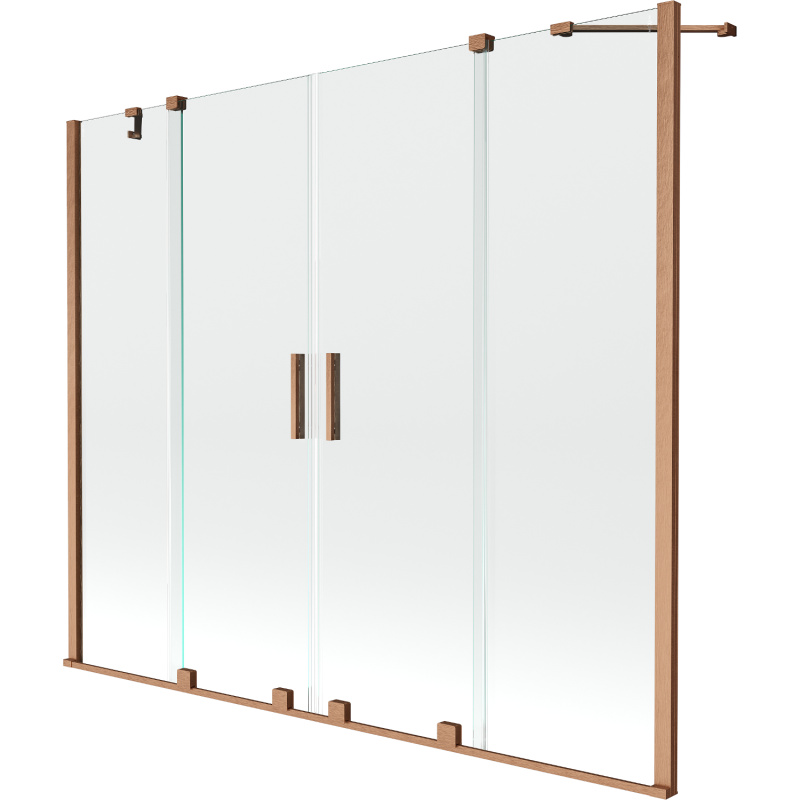 Mexen Velar Duo 2-wing bathtub screen Sliding 200 x 150 cm, transparent, brushed copper - 896-200-000-02-65