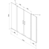 Mexen Velar Duo 2-wing bathtub screen Sliding 170 x 150 cm, transparent, brushed gun gray - 896-170-000-02-66