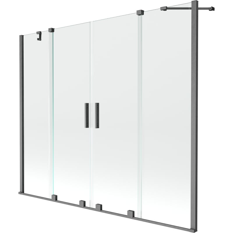 Mexen Velar Duo Bathtub Screen 2-Panel Sliding 180 x 150 cm, Transparent, Brushed Gun Gray - 896-180-000-02-66