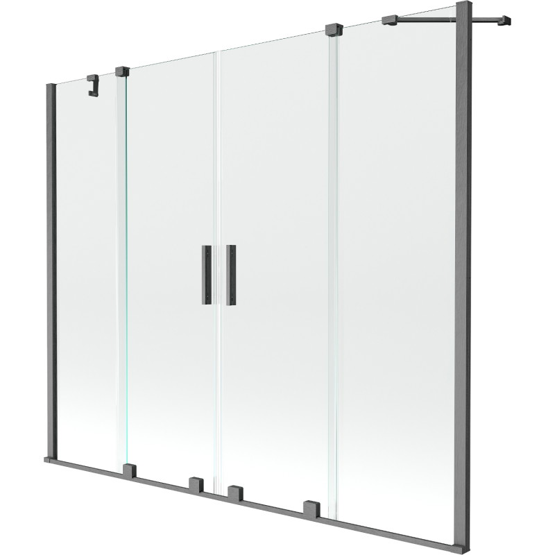 Mexen Velar Duo Bathtub Screen 2-Panel Sliding 200 x 150 cm, Transparent, Gun Gray Brushed - 896-200-000-02-66