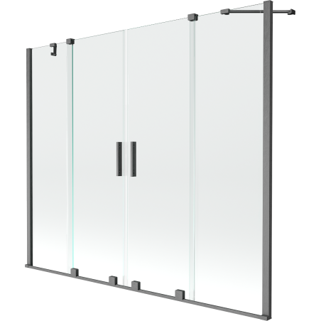 Mexen Velar Duo Bathtub Screen 2-Panel Sliding 200 x 150 cm, Transparent, Brushed Gun Gray - 896-200-000-02-66