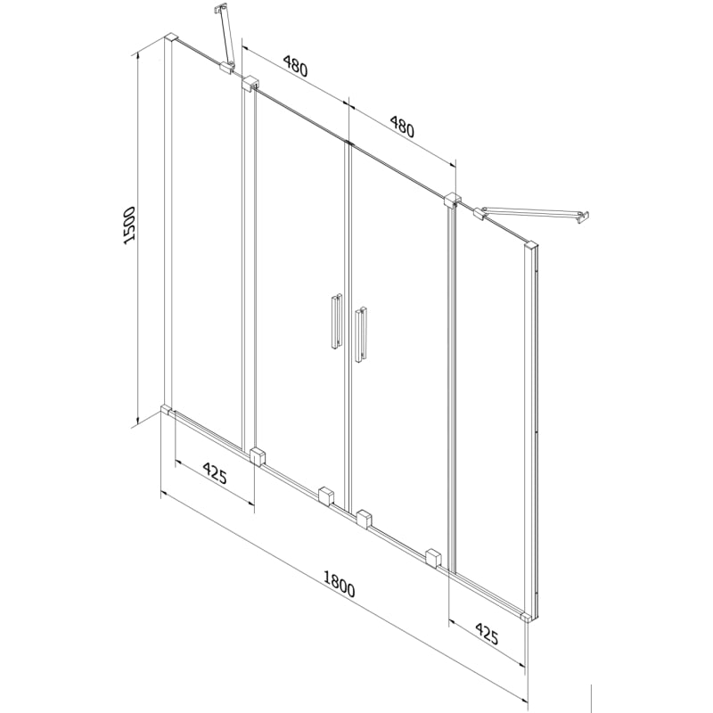 Mexen Velar Duo 2-panel sliding bathtub screen 180 x 150 cm, transparent, black - 896-180-000-02-70