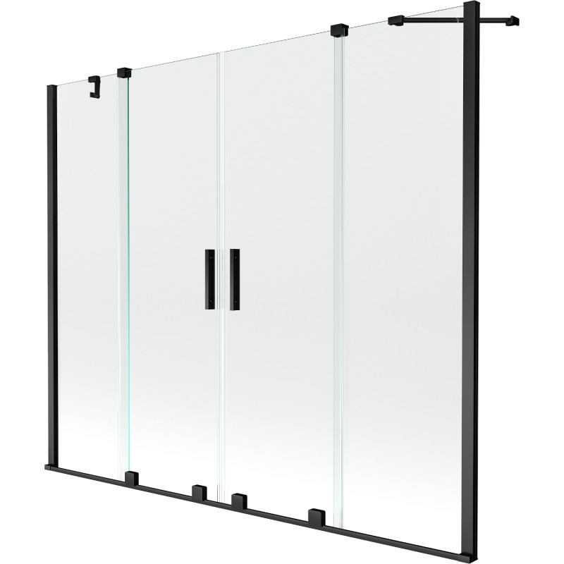 Mexen Velar Duo Bath Screen, 2-Panel Sliding, 200 x 150 cm, Transparent, Black - 896-200-000-02-70