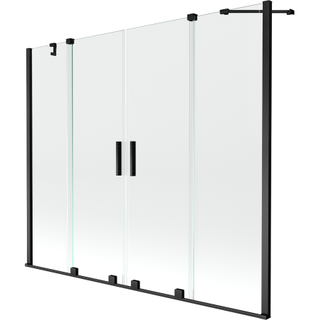Mexen Velar Duo Bathtub Screen 2-Panel Sliding 200 x 150 cm, Transparent, Black - 896-200-000-02-70