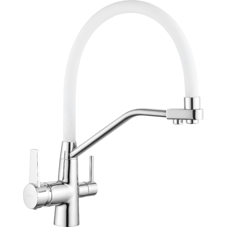 Mexen Duo Kitchen Tap, Chrome/White - 671701-02