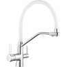 Mexen Duo kitchen faucet, chrome/white - 671701-02