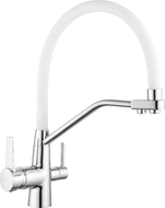 Mexen Duo kitchen faucet, chrome/white - 671701-02