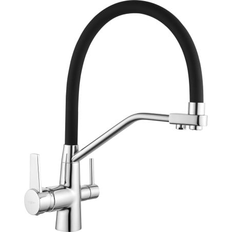 Mexen Duo Kitchen Tap, Chrome/Black - 671701-07