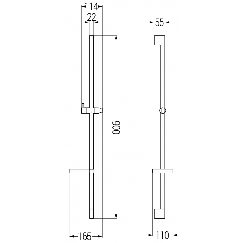 Mexen DS 90 cm Shower Rail with Soap Dish, Black - 79383-70