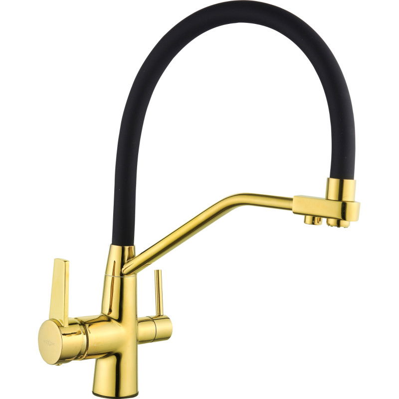 Mexen Duo kitchen faucet, gold/black - 671701-57