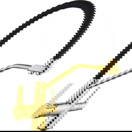 Mexen Duo kitchen faucet, gold/black - 671701-57