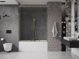 Mexen Velar Duo 2-Panel Sliding Bathtub Screen 160 x 150 cm, Transparent, Gold - 896-160-000-02-50