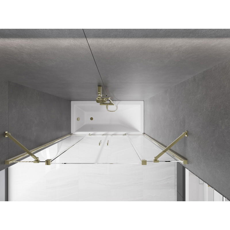 Mexen Velar Duo 2-Panel Sliding Bathtub Screen 160 x 150 cm, Transparent, Gold - 896-160-000-02-50