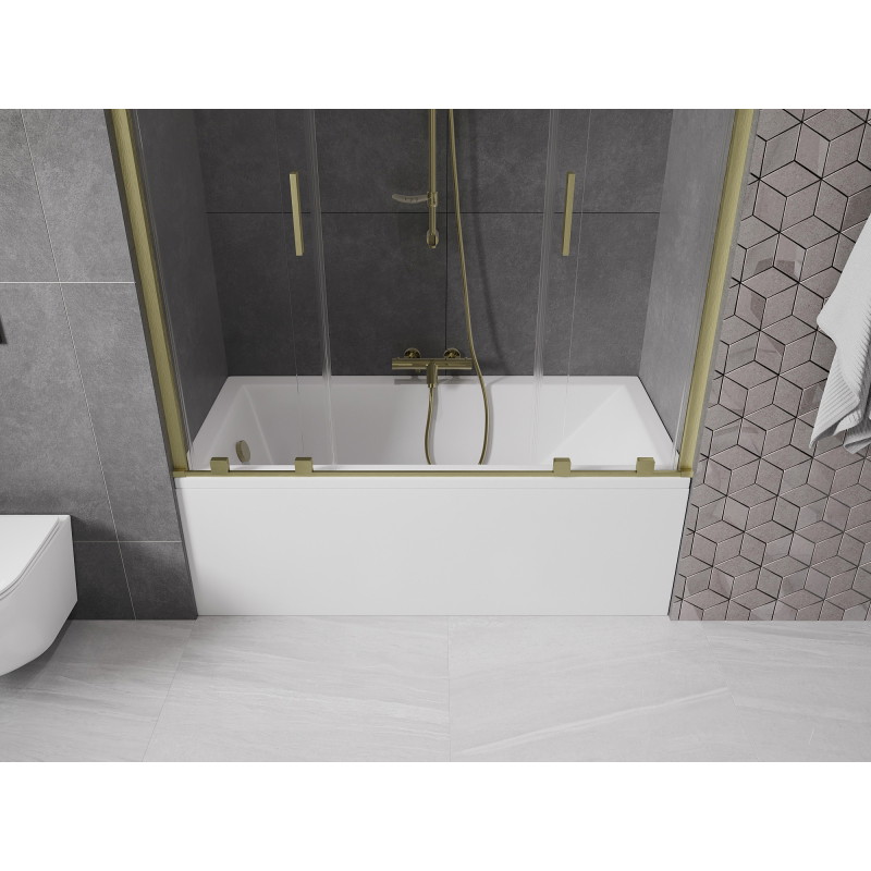 Mexen Velar Duo Bath Screen 2-Panel Sliding 160 x 150 cm, Transparent, Brushed Gold - 896-160-000-02-55