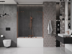 Mexen Velar Duo bath screen 2-wing sliding 160 x 150 cm, transparent, rose gold - 896-160-000-02-60