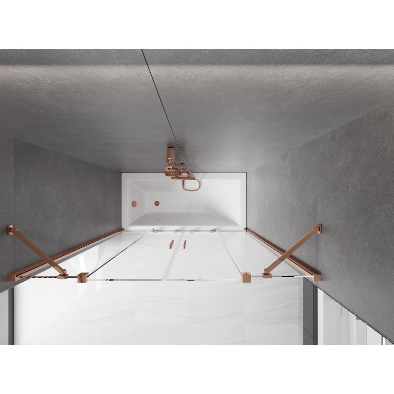 Mexen Velar Duo 2-panel sliding bathtub screen 160 x 150 cm, transparent, pink gold - 896-160-000-02-60